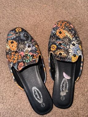 Catalina Multicolor Paisley Embellished Slip-On Mules